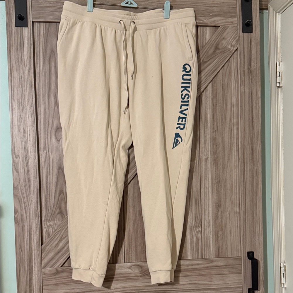 Quiksilver Beige Joggers with Dark Blue Logo